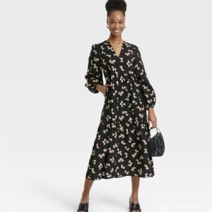Target a new day Black Floral Long Sleeve Dress